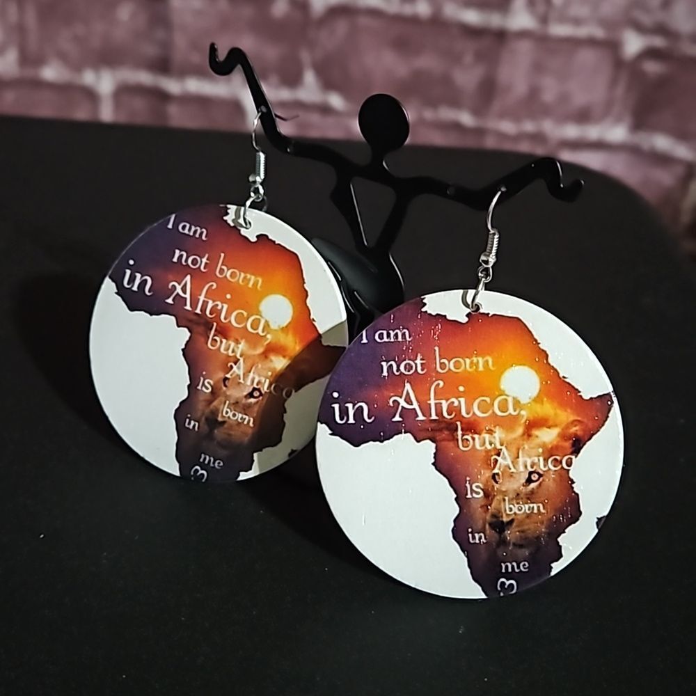 Ethnic 🎁 Lightweight Large Round Wooden Earrings NWOT
